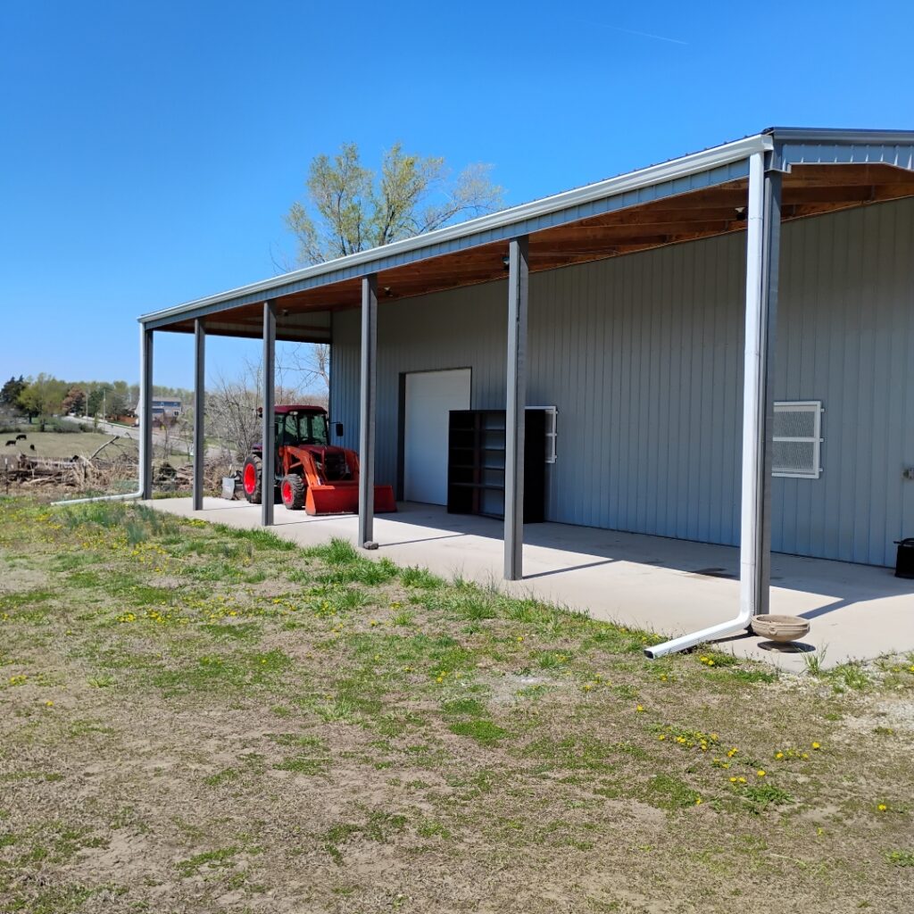 Gutter Installation on Metal Garage